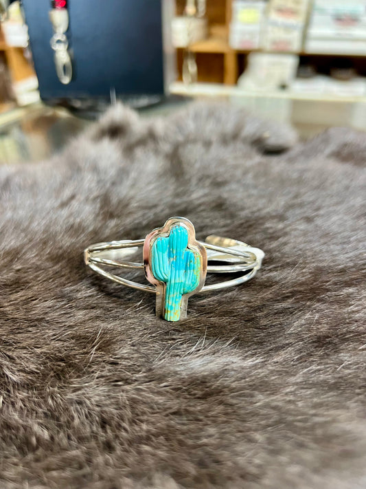 Turquoise Cactus Cuff Bracelet