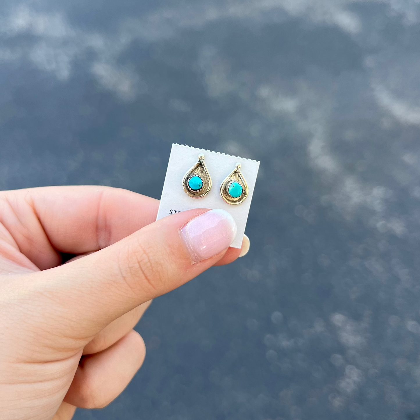 Turquoise Sterling Silver Teardrop Studs