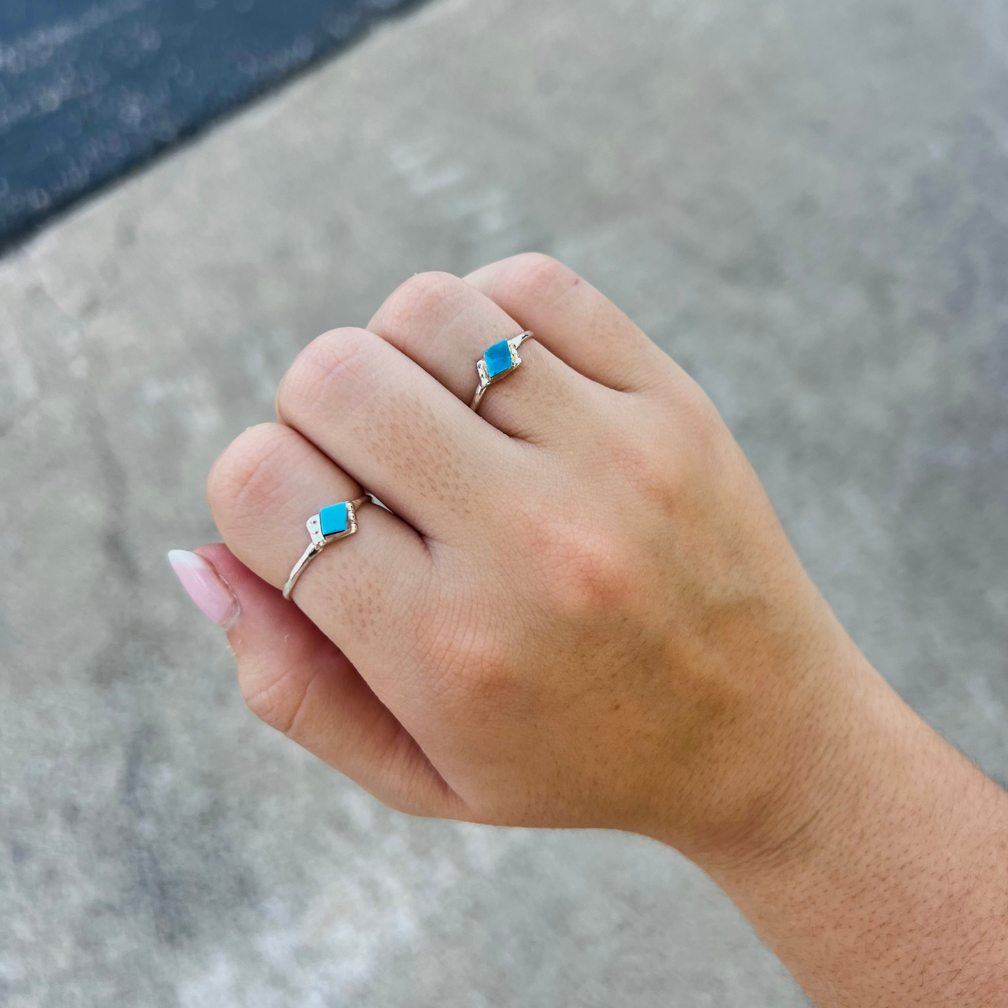 Turquoise Diamond Sterling Silver Ring