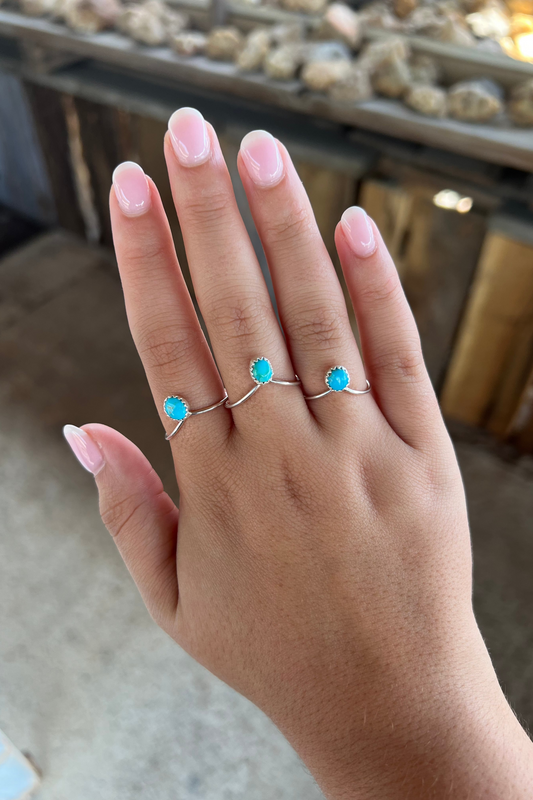 Genuine Turquoise and Sterling Silver "V" Ring