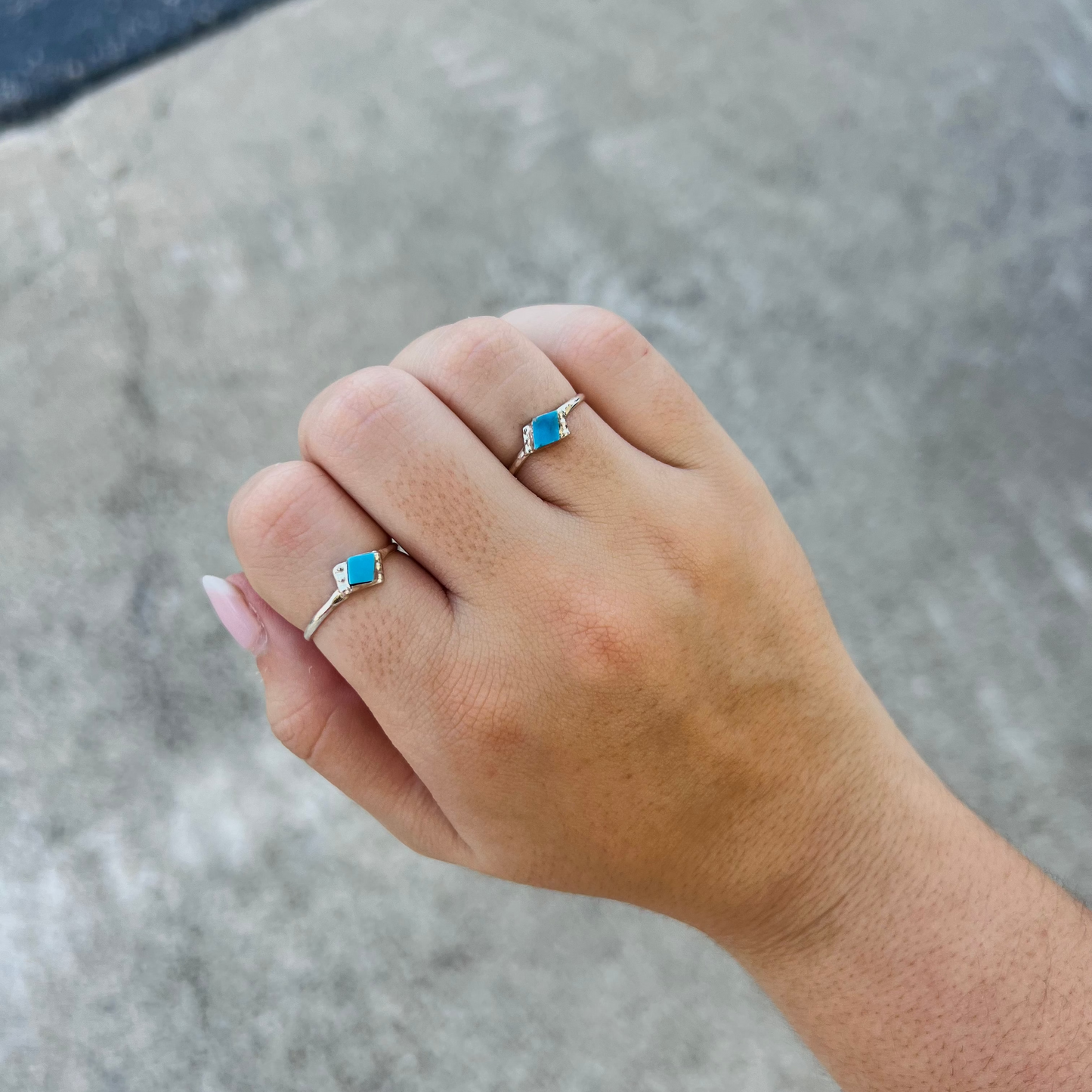 Turquoise Diamond Sterling Silver Ring
