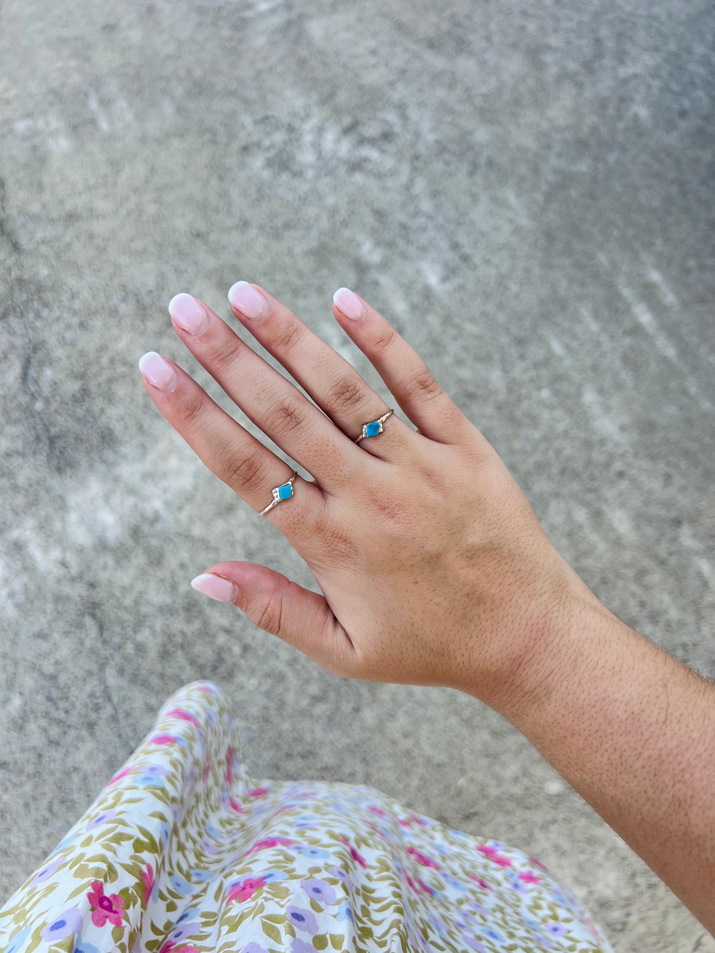 Turquoise Diamond Sterling Silver Ring