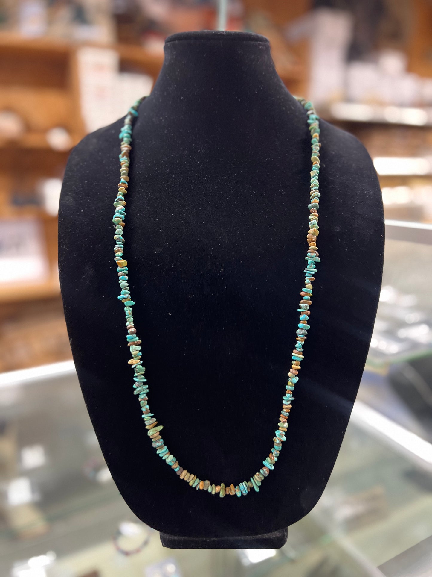 Genuine Turquoise Nugget Necklace - 37" Long