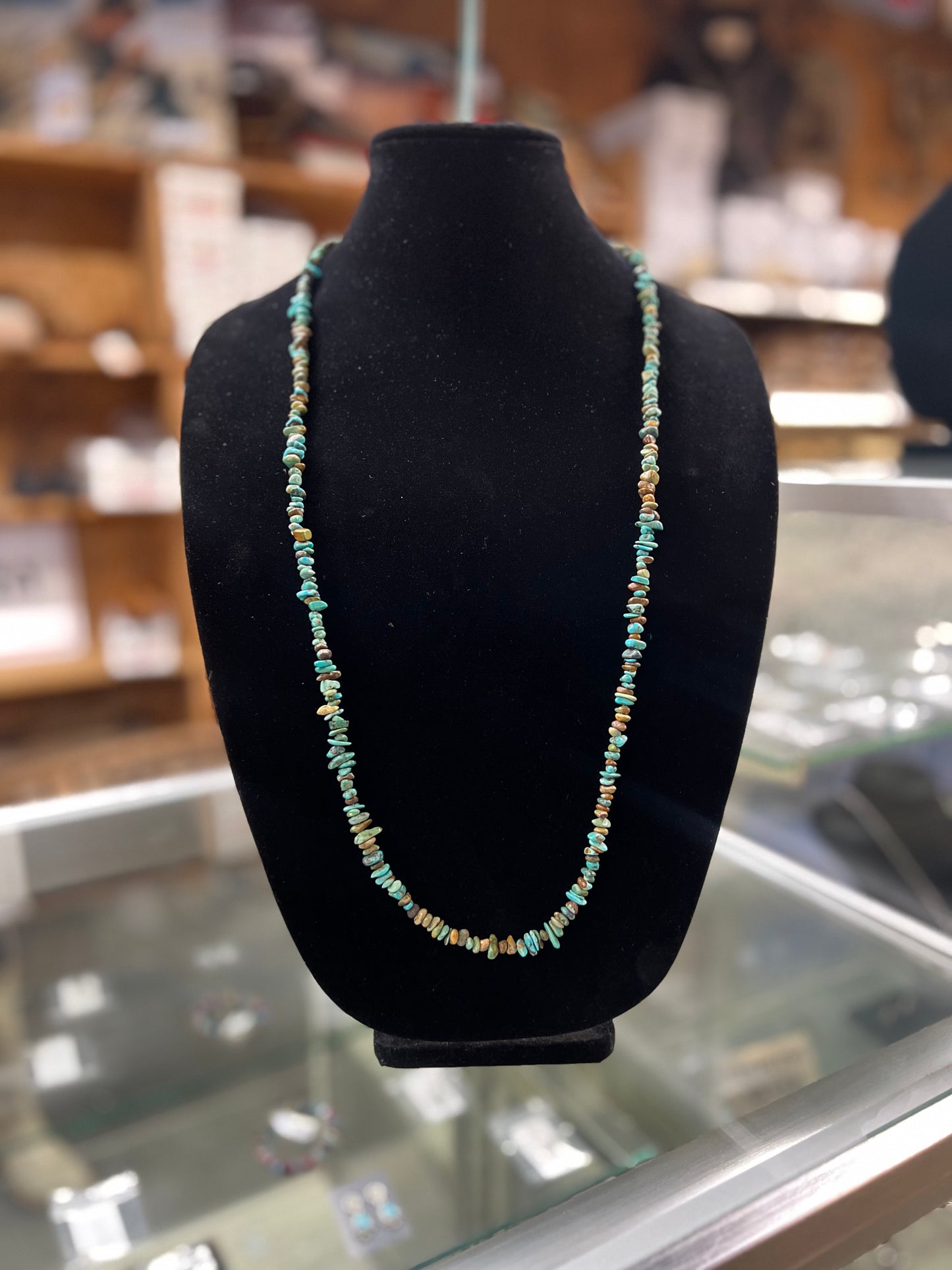 Genuine Turquoise Nugget Necklace - 37" Long
