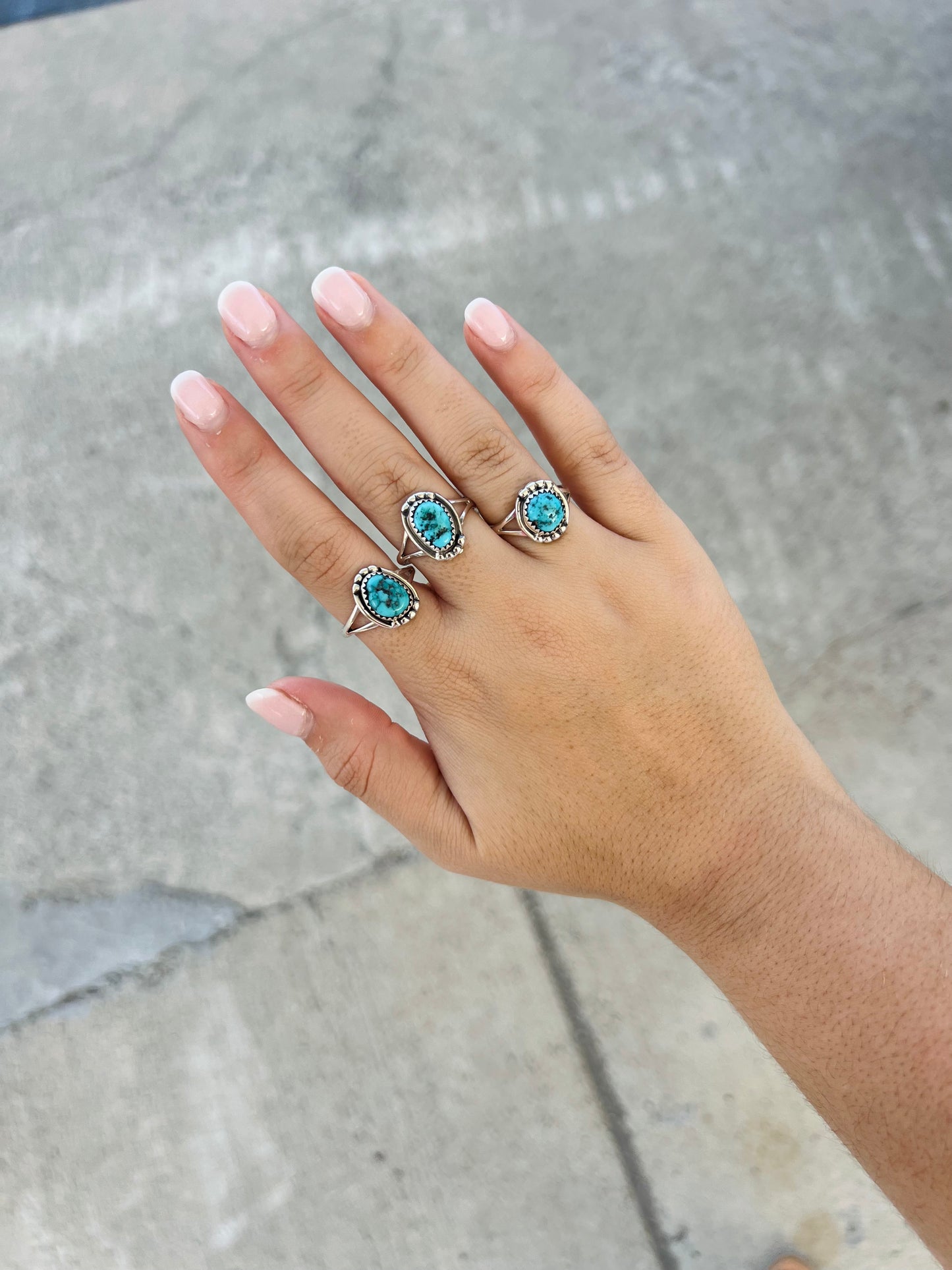 Kingman Turquoise and Sterling Silver Beaded Ring