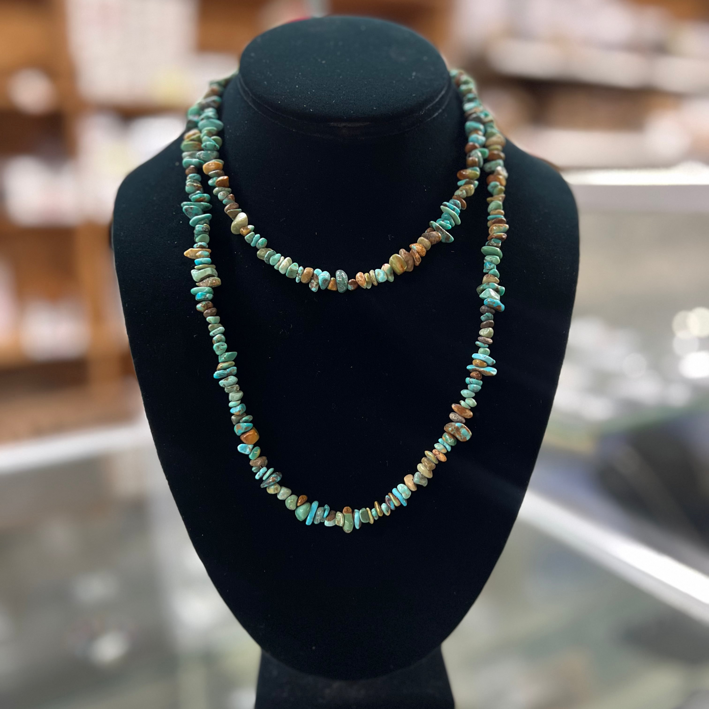 Genuine Turquoise Nugget Necklace - 37" Long