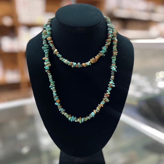 Genuine Turquoise Nugget Necklace - 37" Long