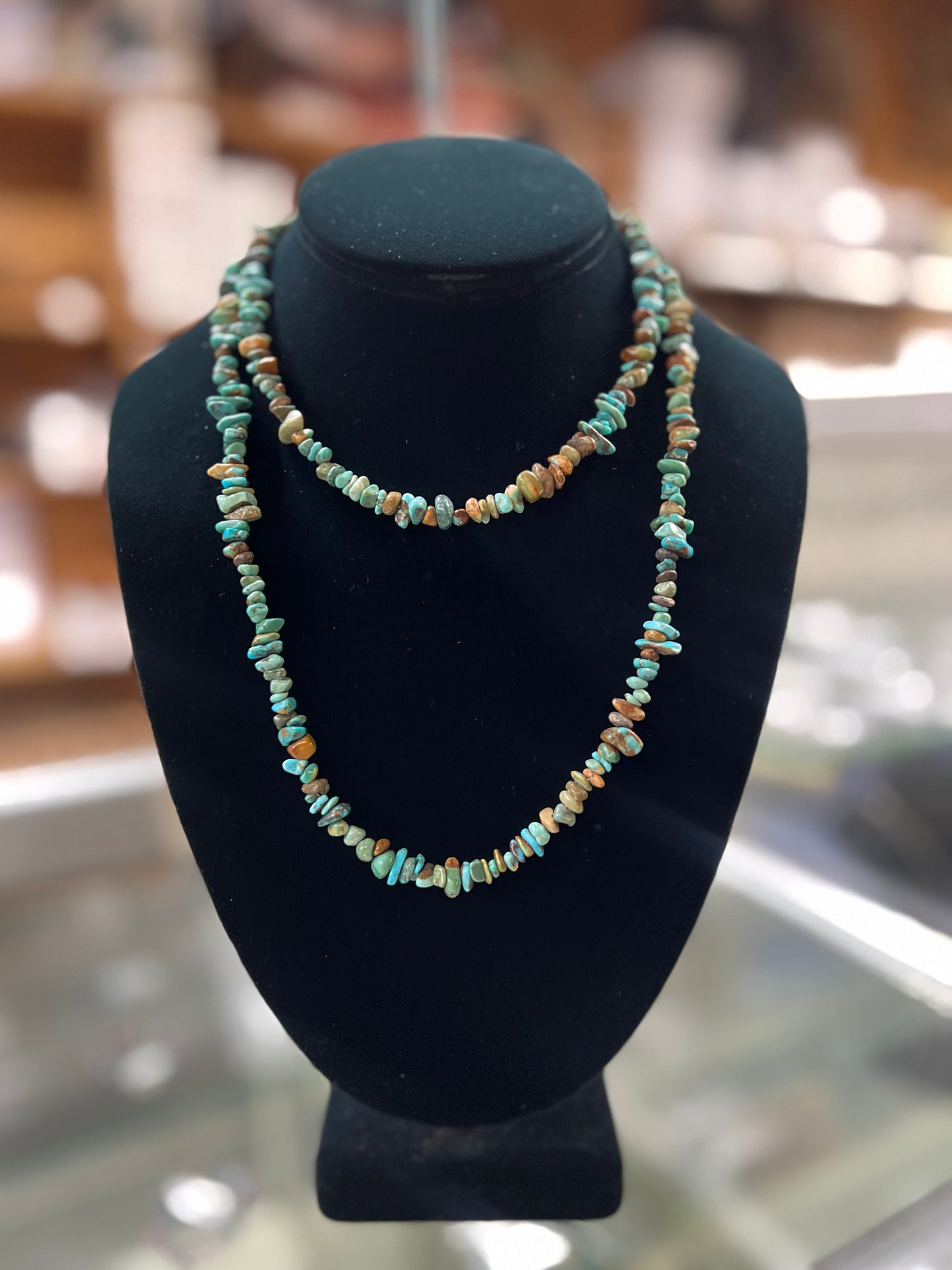 Genuine Turquoise Nugget Necklace - 37" Long