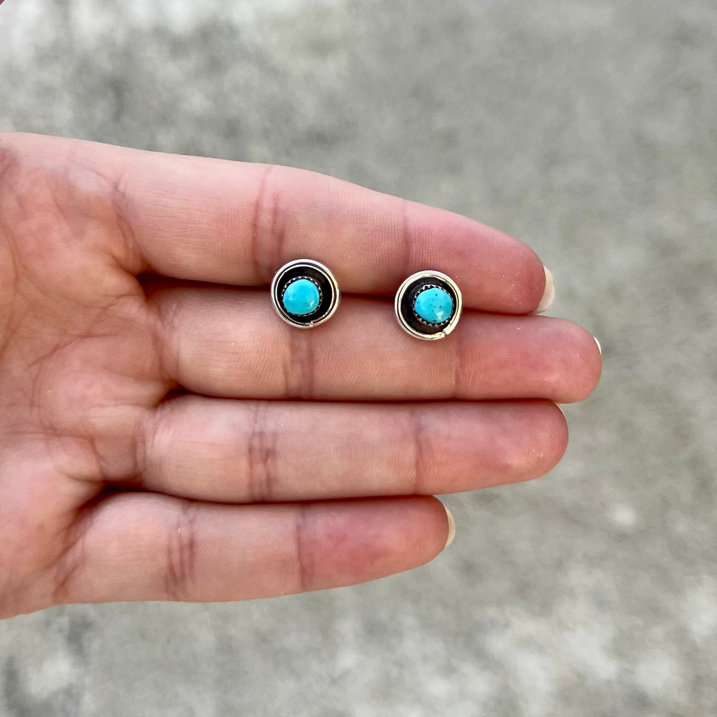 The Harlow Genuine Turquoise Sterling Silver Studs