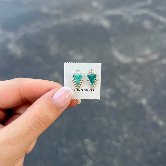 Genuine Turquoise Arrowhead Sterling Silver Studs