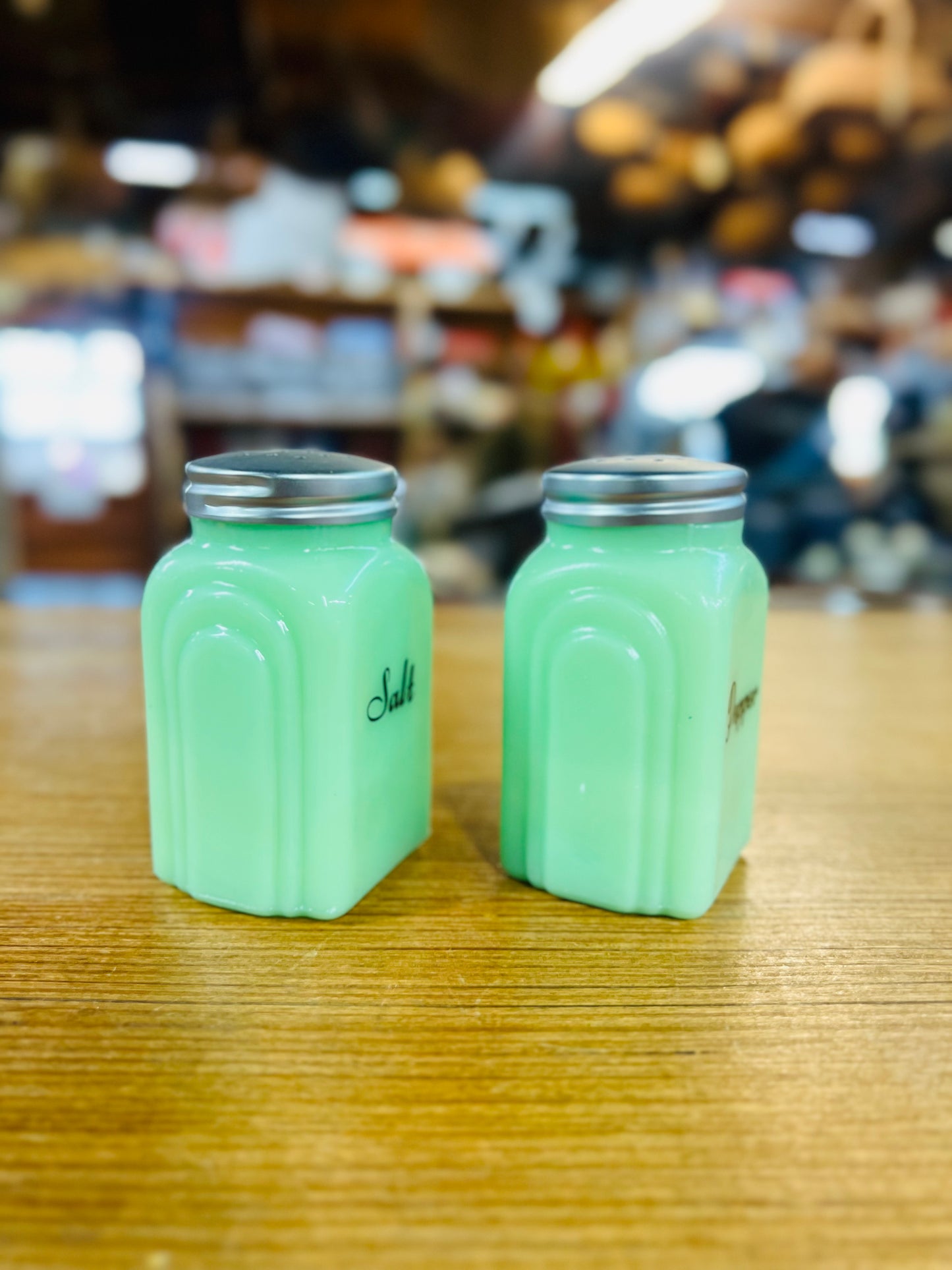 Jadeite Green Glass Salt and Pepper Shaker Set