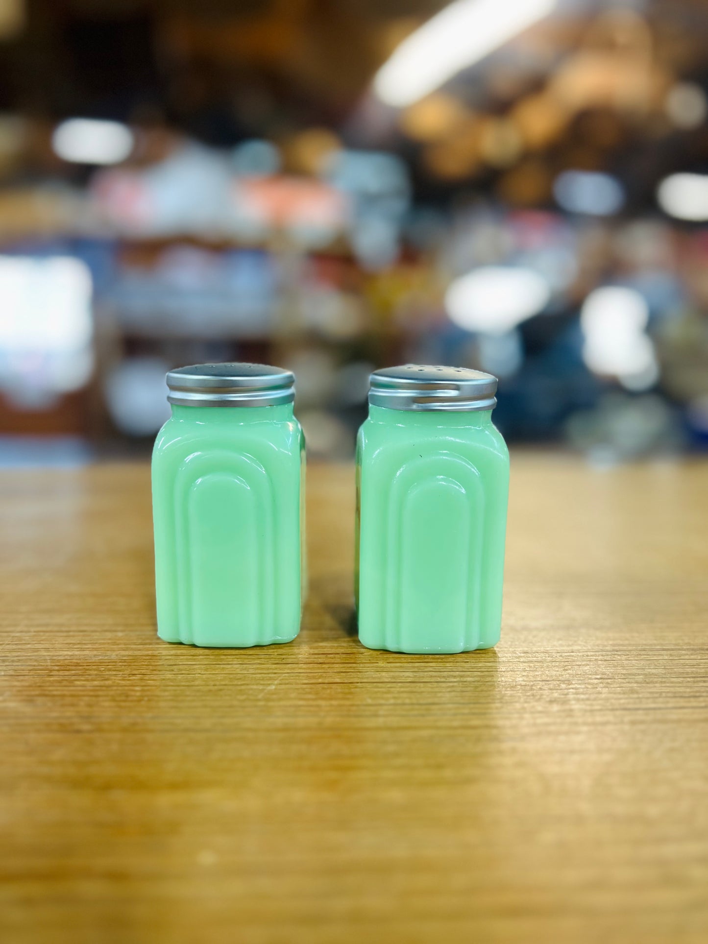 Jadeite Green Glass Salt and Pepper Shaker Set