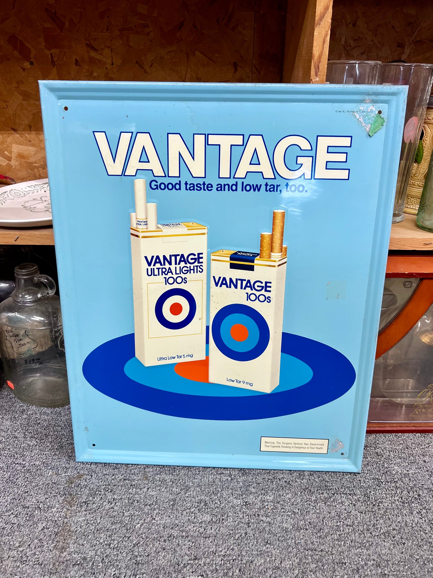 Vintage Vantage Cigarette Embossed Sign