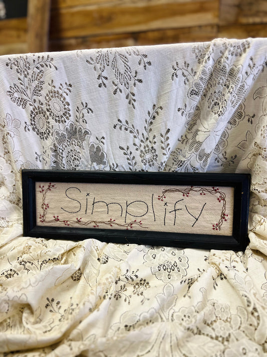 Vintage Primitive Style Simplify Embroidered Sign