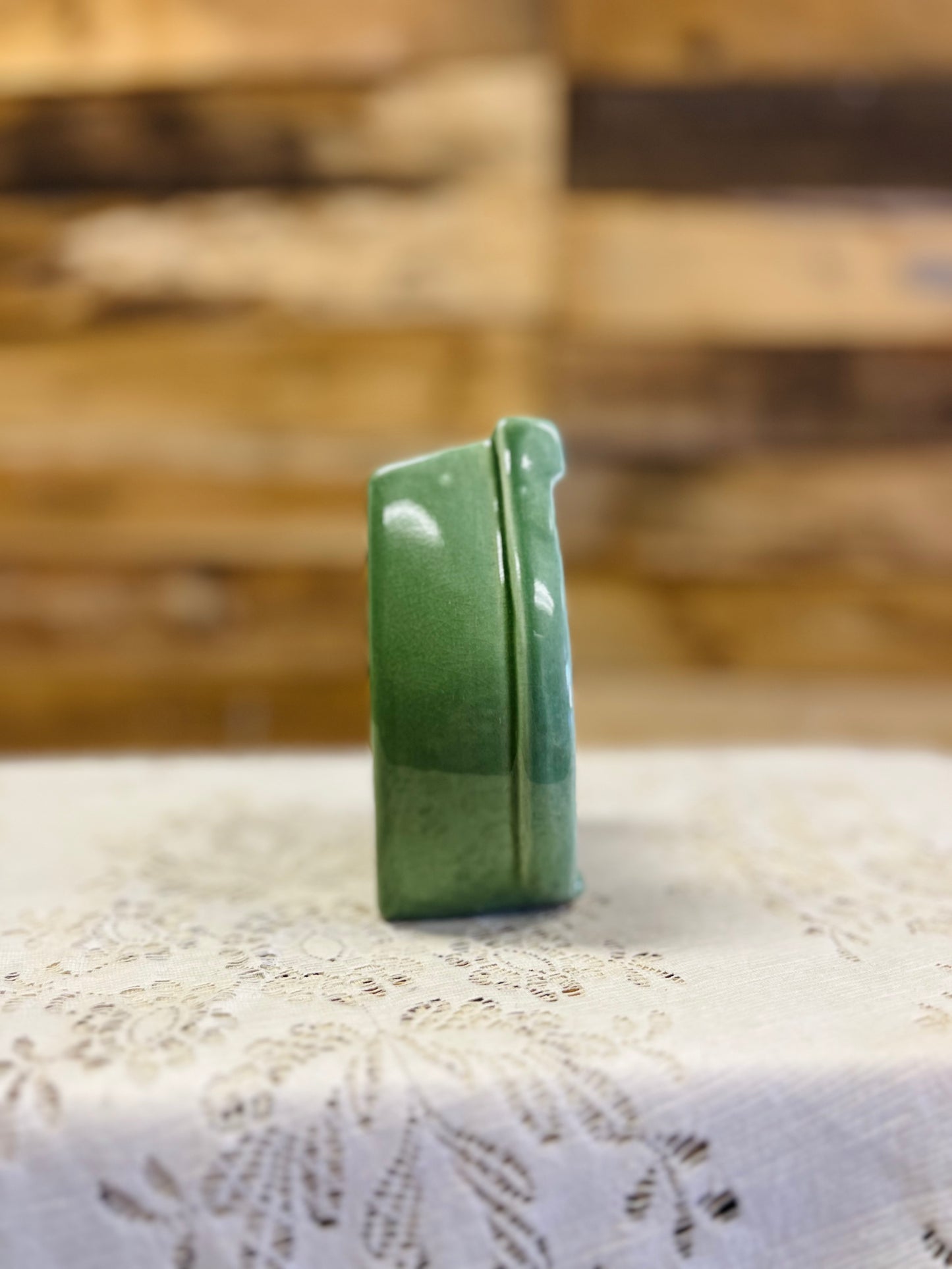 Vintage McCoy Green Horseshoe Good Luck Wall Pocket Planter
