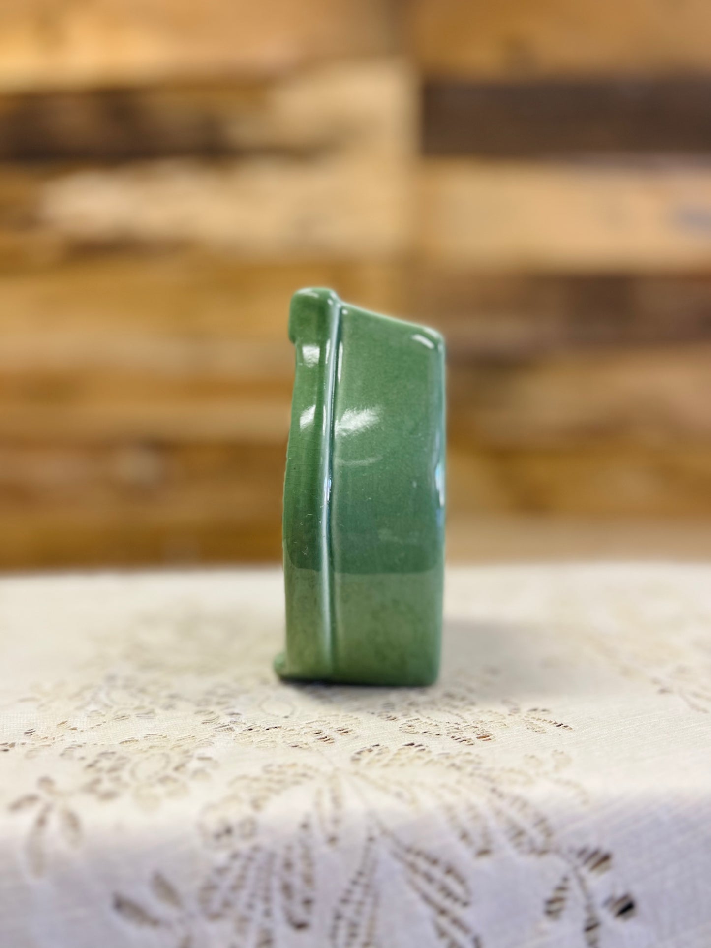 Vintage McCoy Green Horseshoe Good Luck Wall Pocket Planter