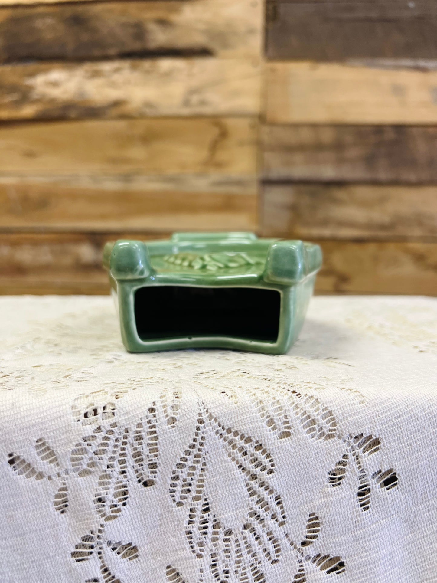 Vintage McCoy Green Horseshoe Good Luck Wall Pocket Planter