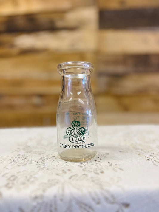 Vintage Clover Dairy Half Pint Bottle "Follow The Road To Health"