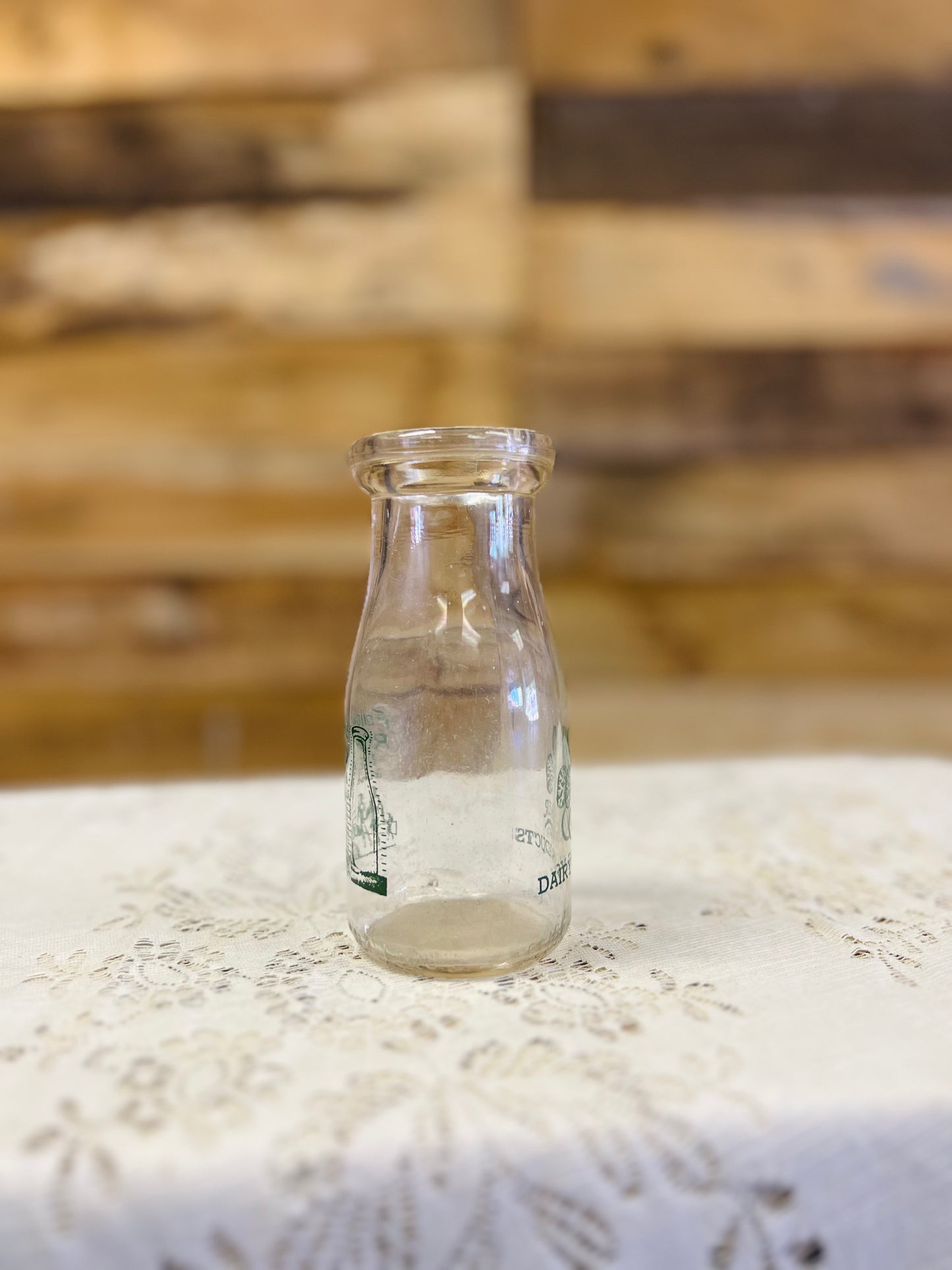 Vintage Clover Dairy Half Pint Bottle "Follow The Road To Health"