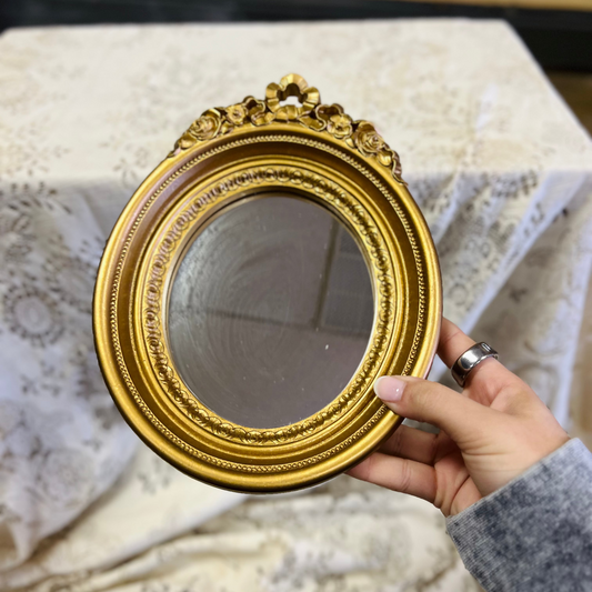 Vintage 1982 Gold Ornate Oval Mirror Wall Decor - Home Interiors