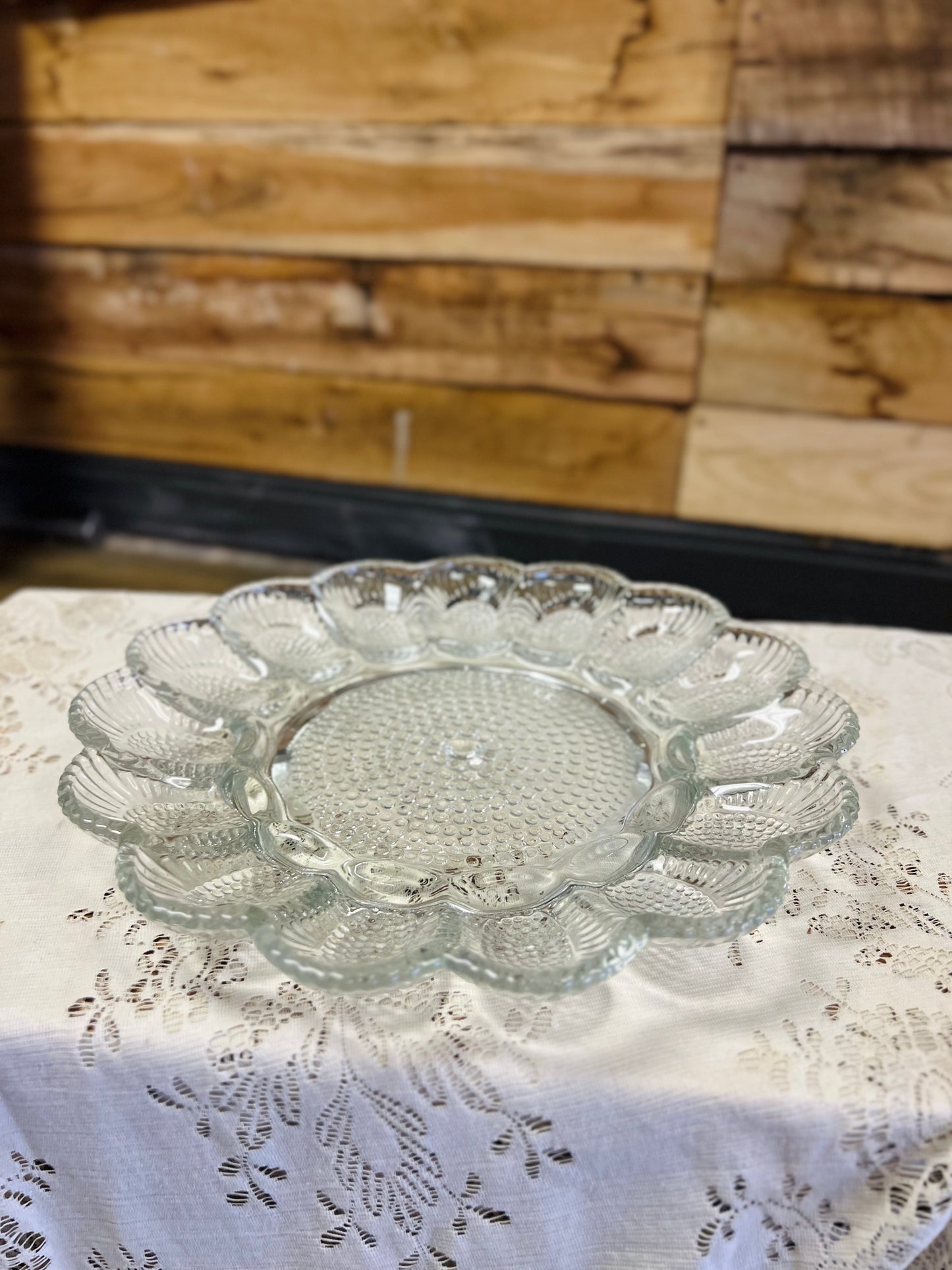Vintage Indiana Glass Hobnail Clear Deviled Egg Tray Dish