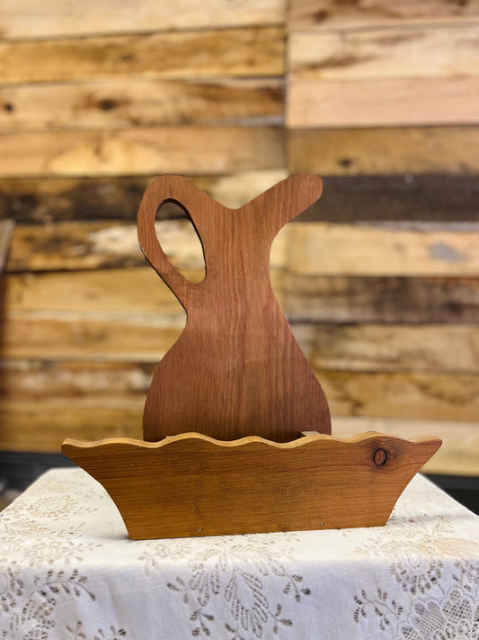 Vintage Wood Pitcher Wall Pocket