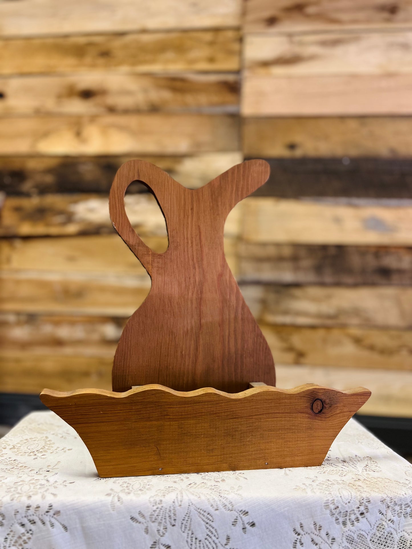 Vintage Wood Pitcher Wall Pocket