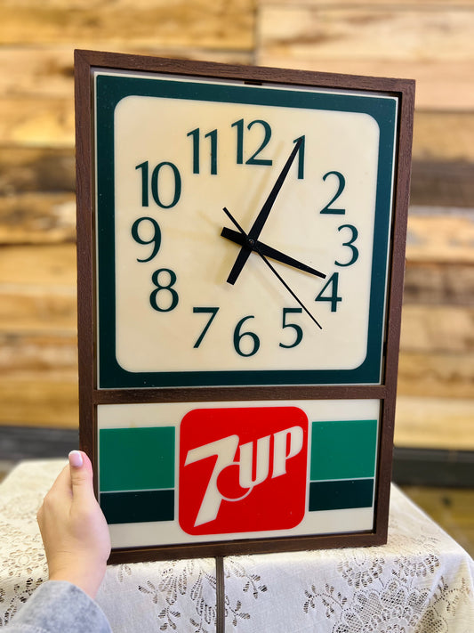Vintage 1983 7-UP Soda Illuminated Wall Clock - It works!