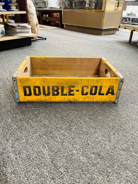 Vintage Yellow Double Cola Wood Crate