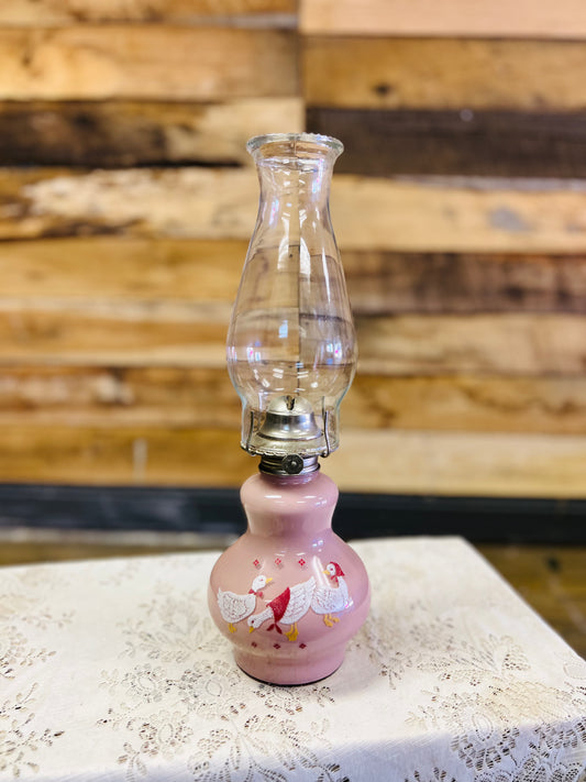 Vintage Kaadan Ltd Duck Geese Pink Oil Lamp