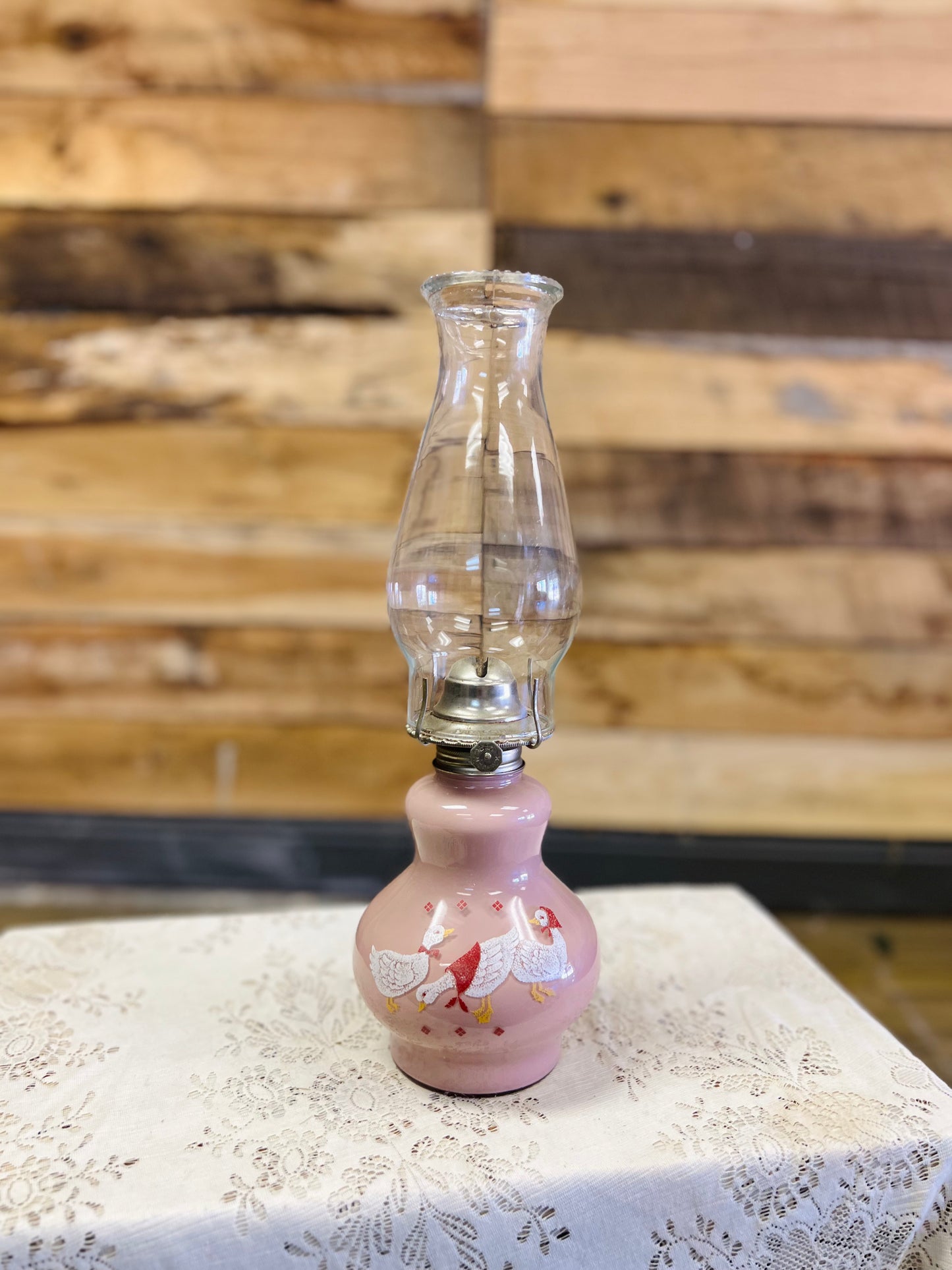 Vintage Kaadan Ltd Duck Geese Pink Oil Lamp