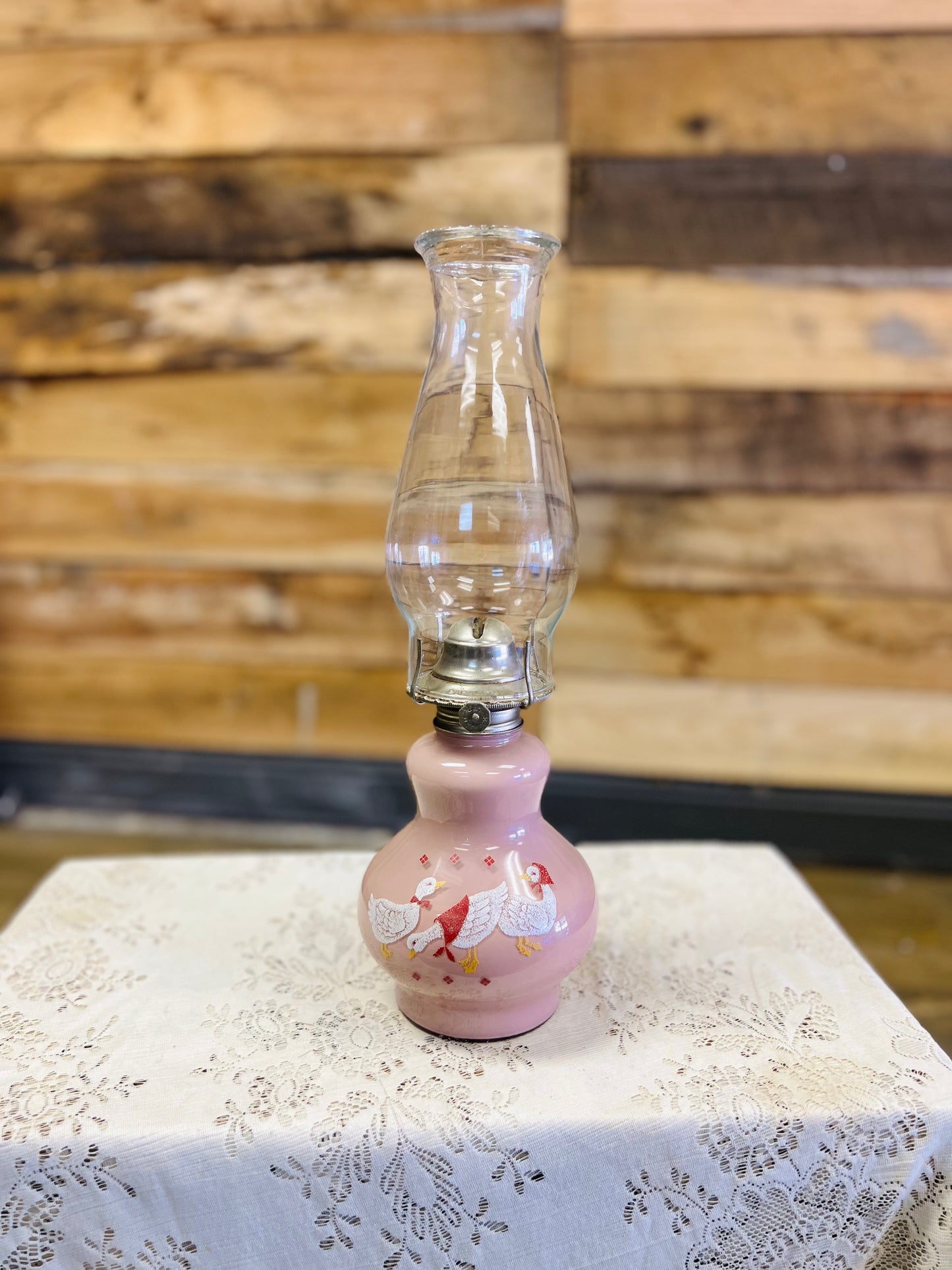 Vintage Kaadan Ltd Duck Geese Pink Oil Lamp
