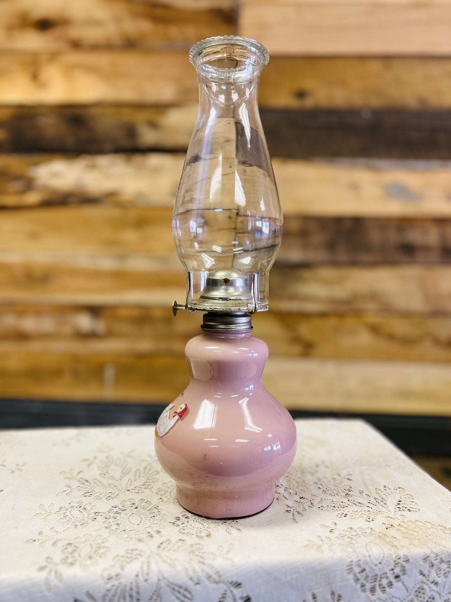 Vintage Kaadan Ltd Duck Geese Pink Oil Lamp