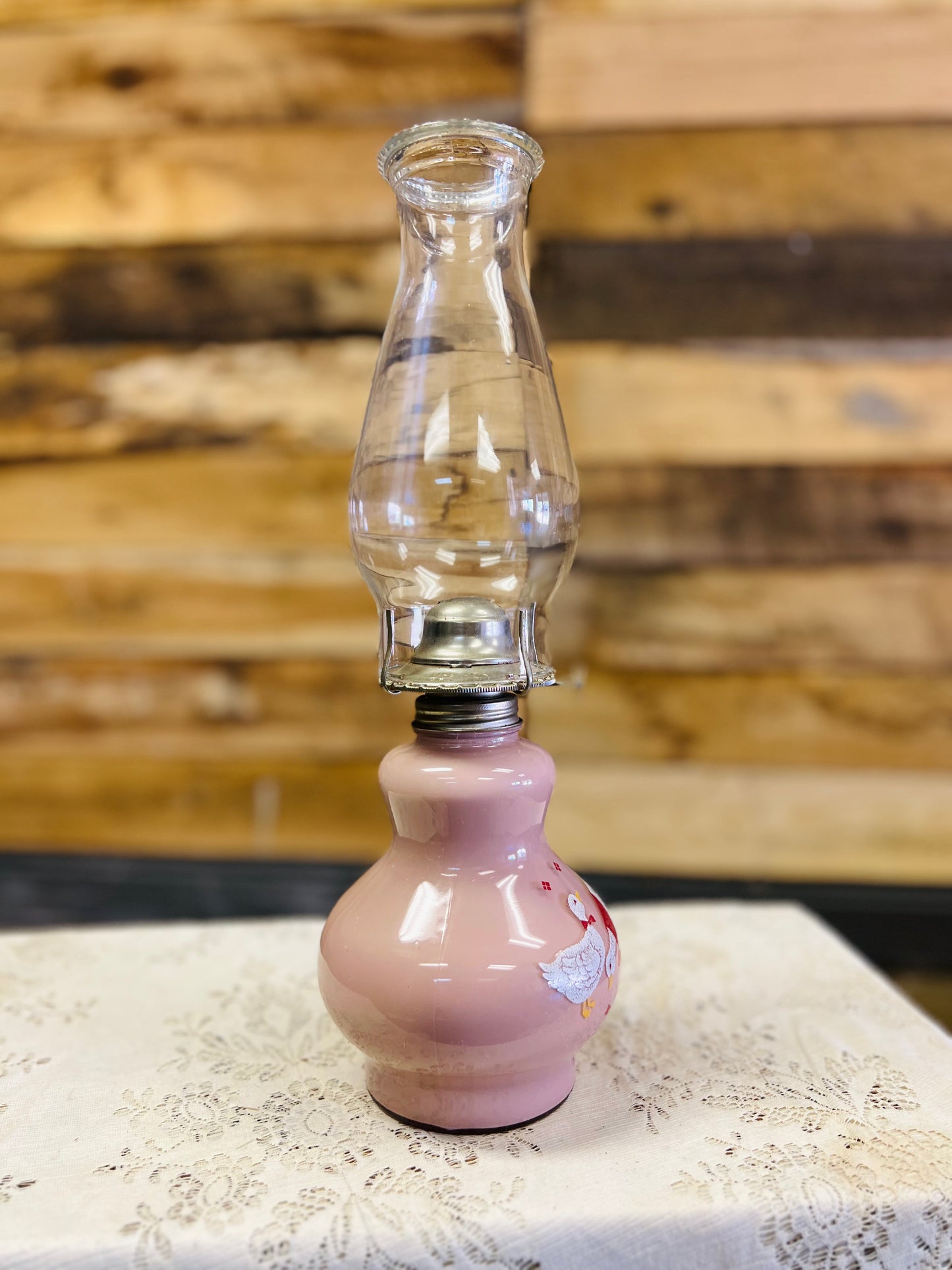 Vintage Kaadan Ltd Duck Geese Pink Oil Lamp