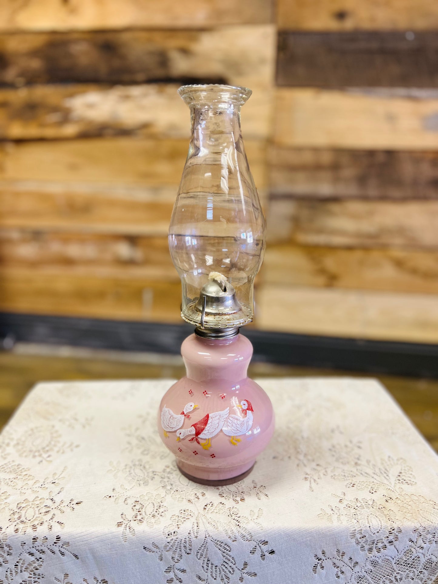 Vintage Kaadan Ltd Duck Geese Pink Oil Lamp