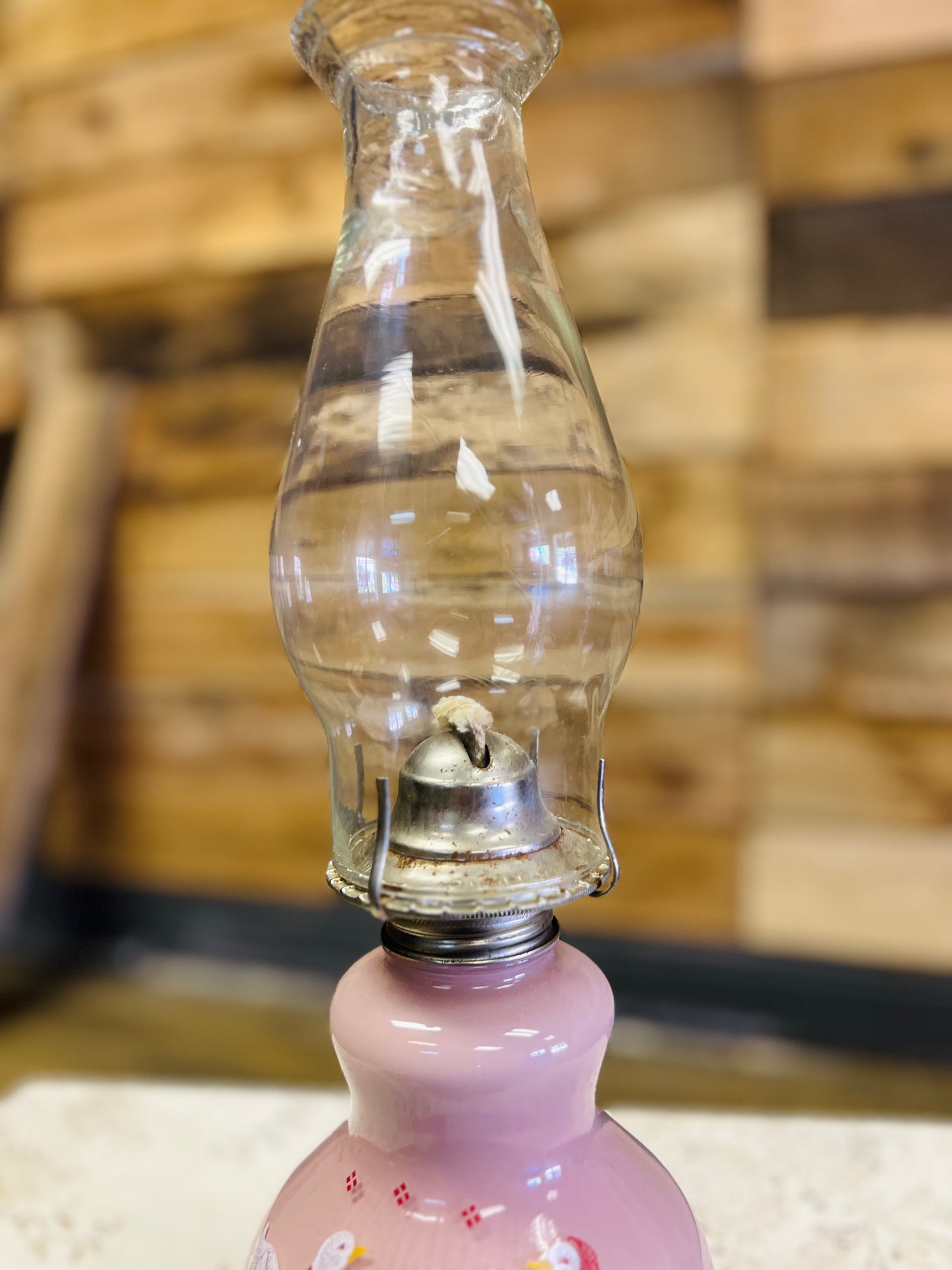 Vintage Kaadan Ltd Duck Geese Pink Oil Lamp