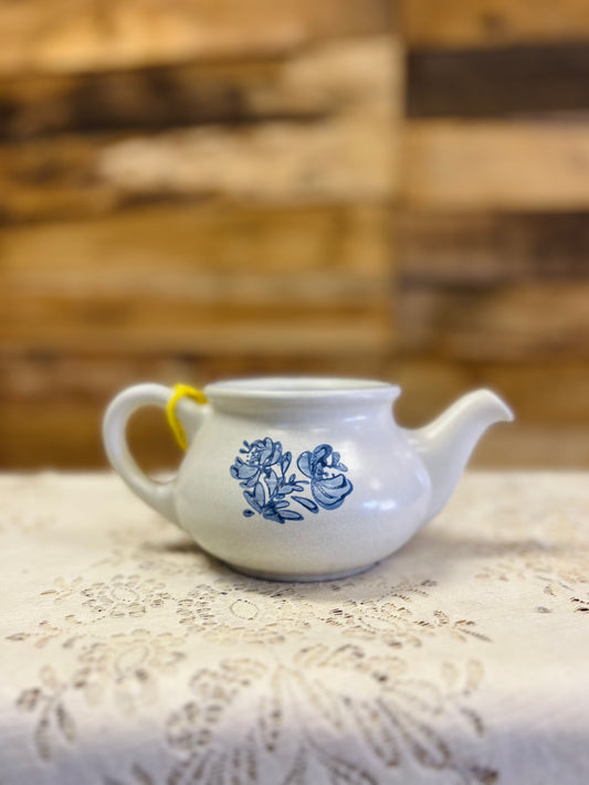 Vintage Pfaltzgraff Yorktowne Stoneware Mini Teapot Blue Floral