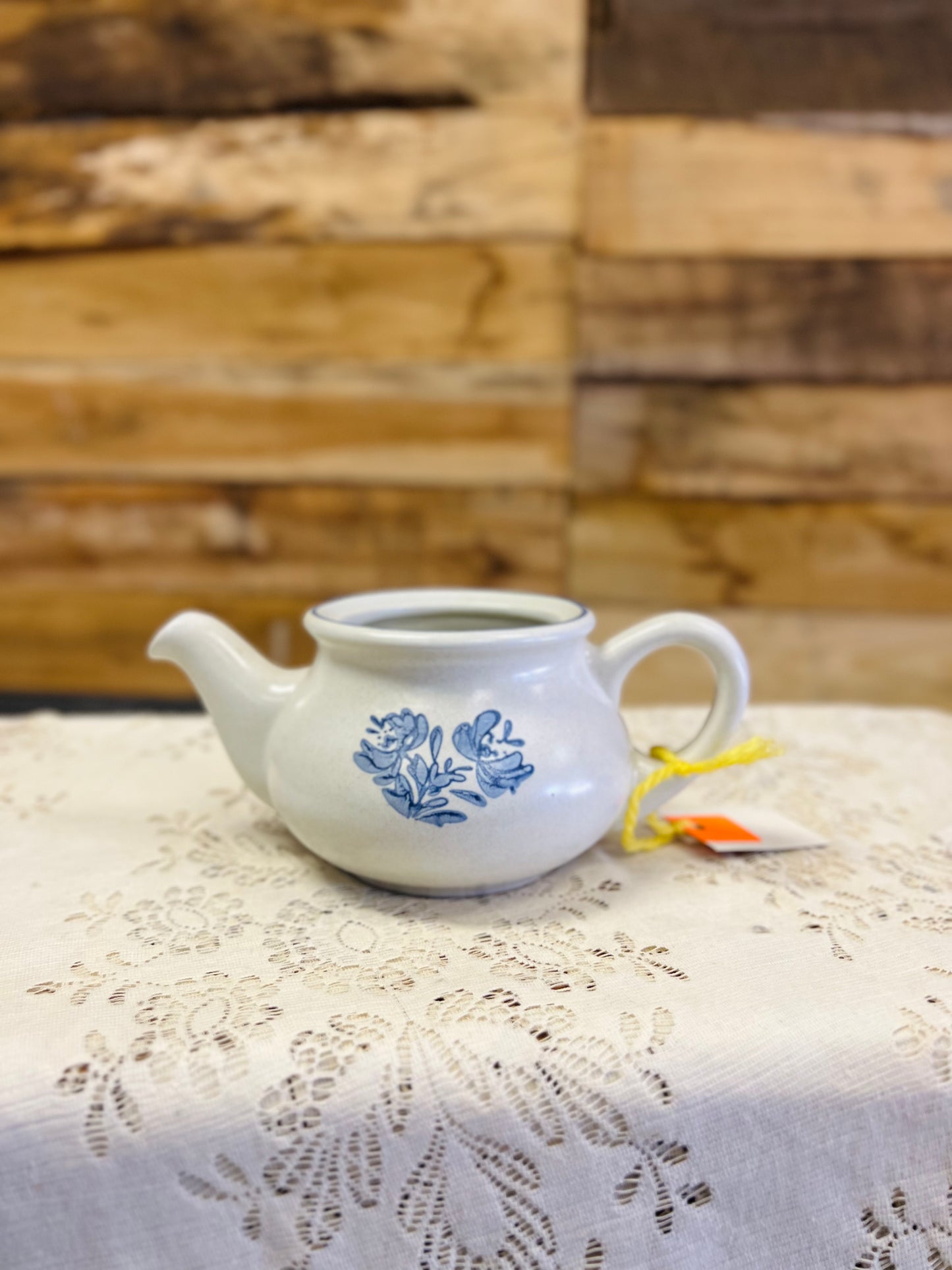 Vintage Pfaltzgraff Yorktowne Stoneware Mini Teapot Blue Floral