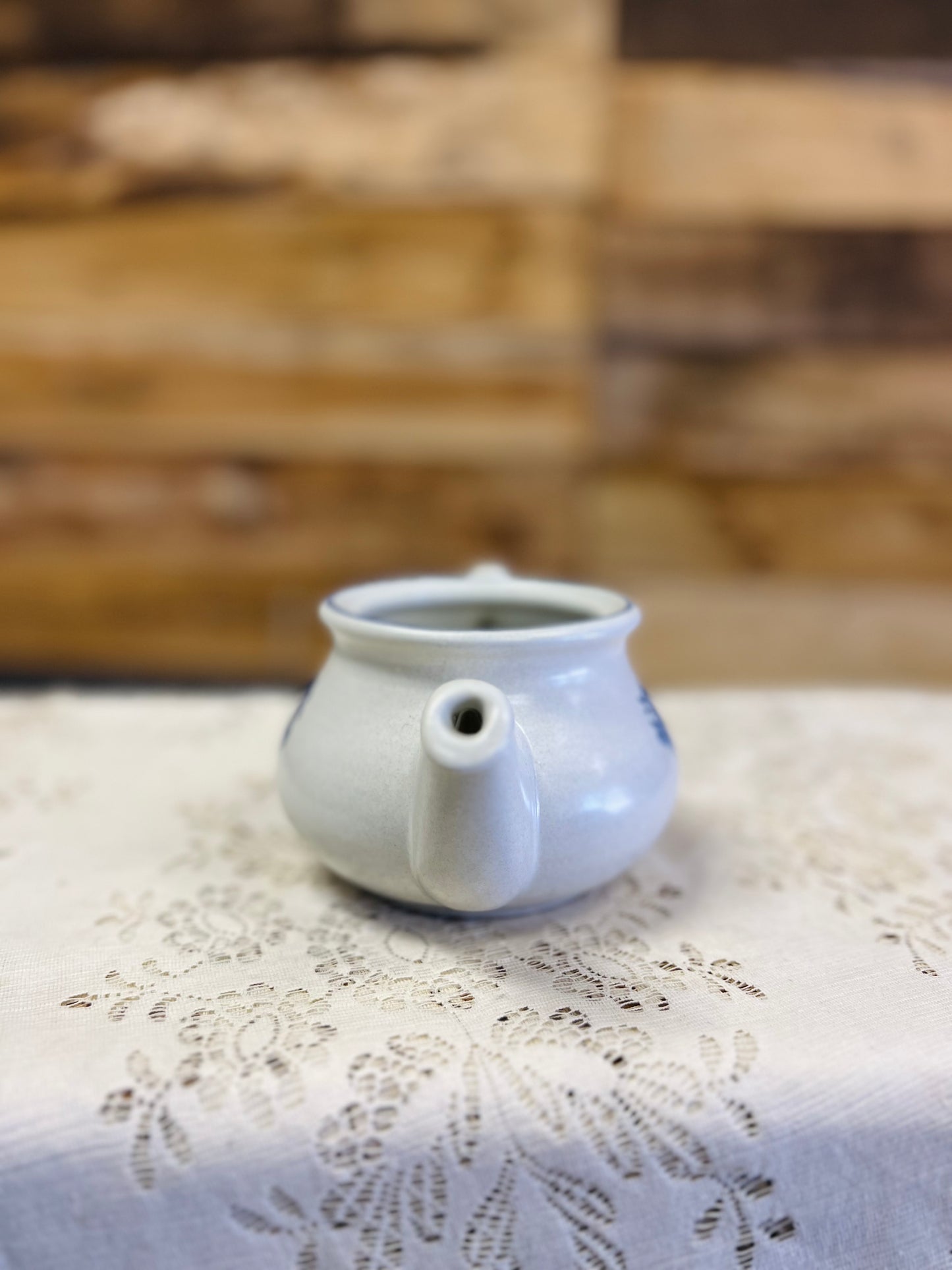 Vintage Pfaltzgraff Yorktowne Stoneware Mini Teapot Blue Floral