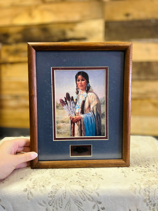 Framed Indian Princess with Arrowhead Replica
