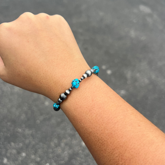 Genuine Turquoise Navajo Pearl Wrap Bracelet