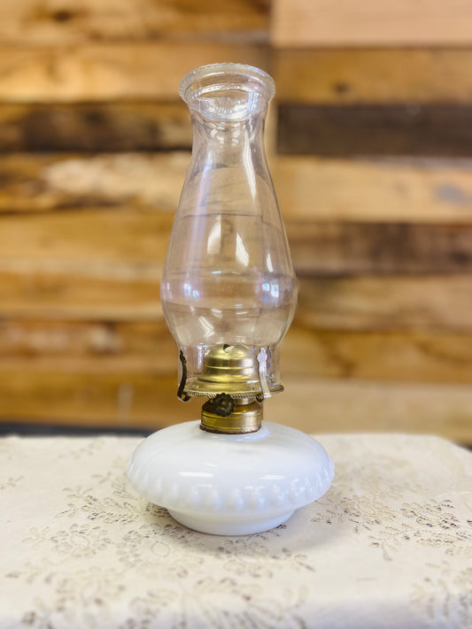 Milk Glass Base Oil Lamp