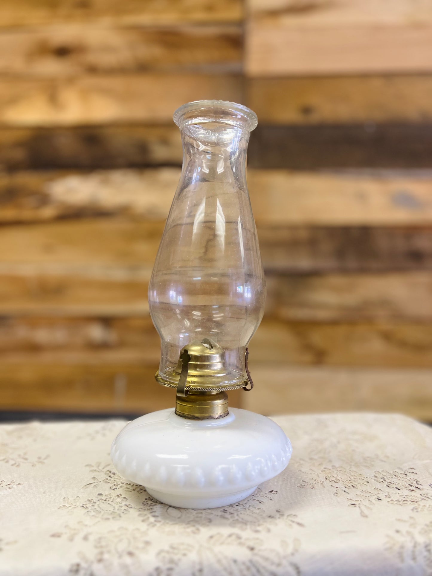Milk Glass Base Oil Lamp
