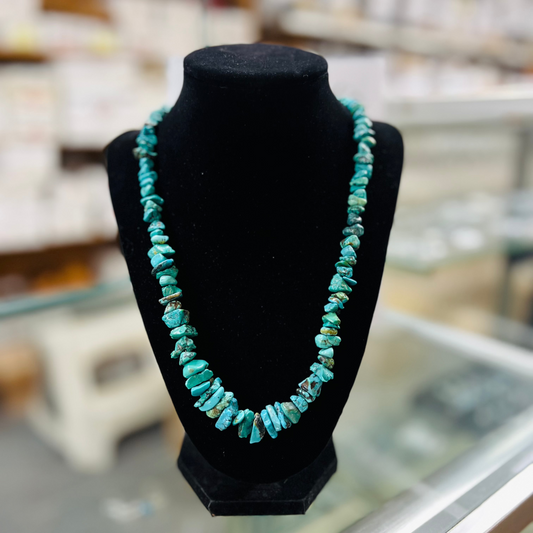 Genuine Turquoise Graduating Nugget Necklace - 22"