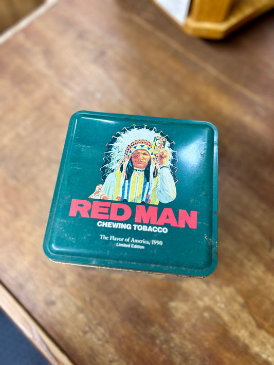 Vintage 1990's Red Man Tin Canister
