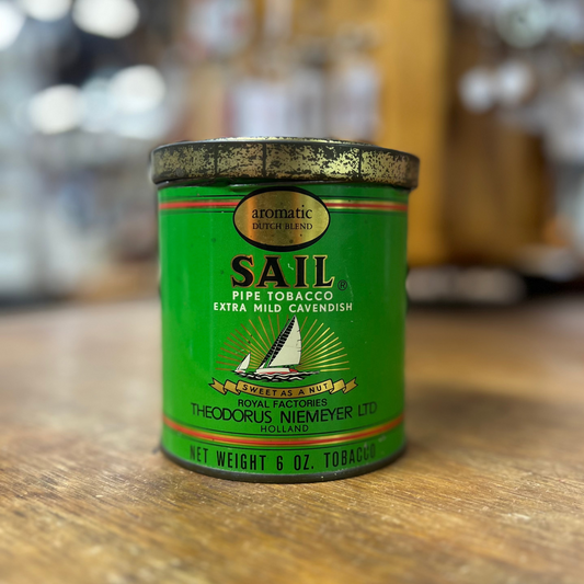 Vintage Sail Pipe Tobacco Round Metal Tin Empty
