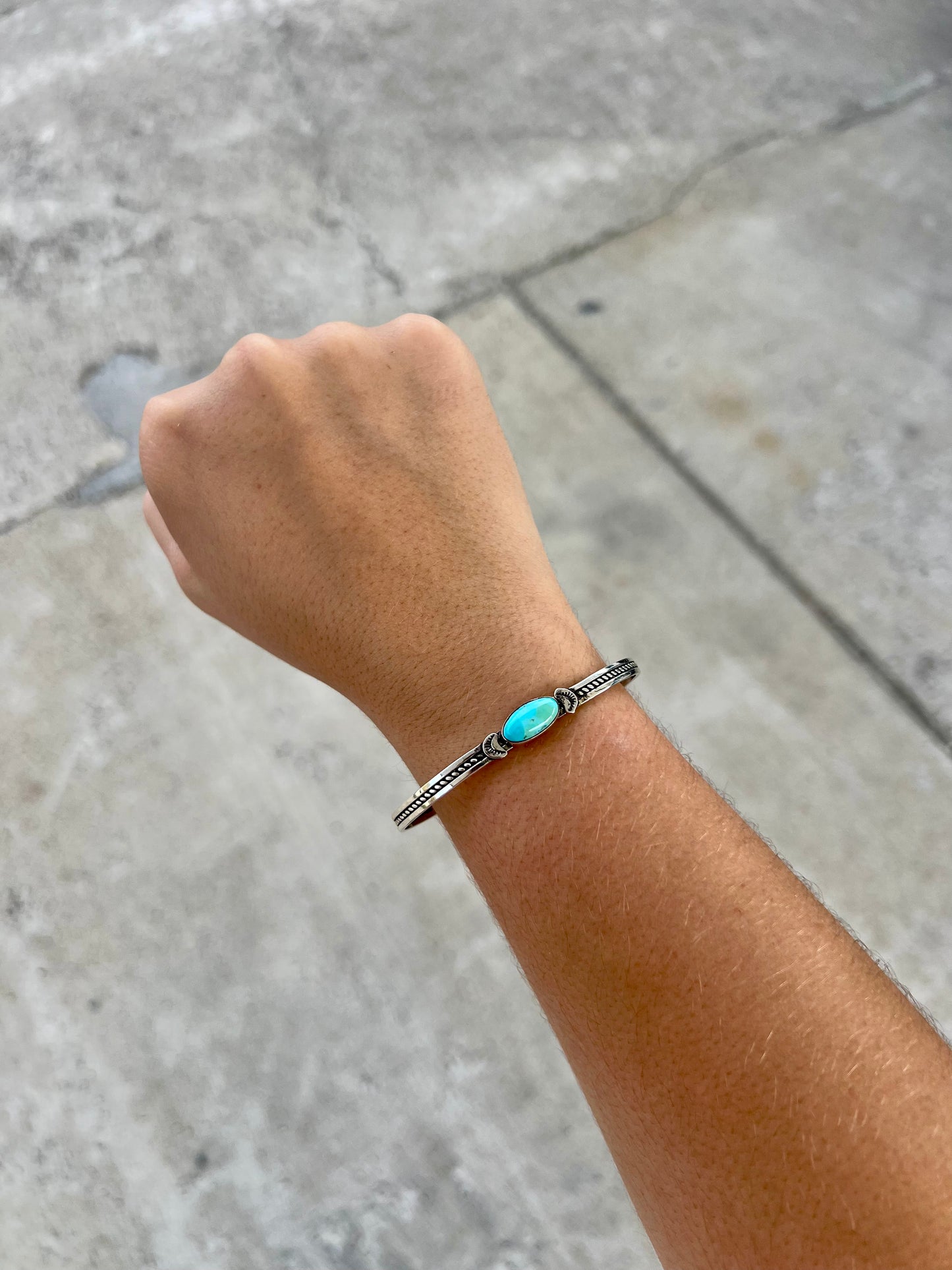 Genuine Kingman Turquoise Oval Cuff