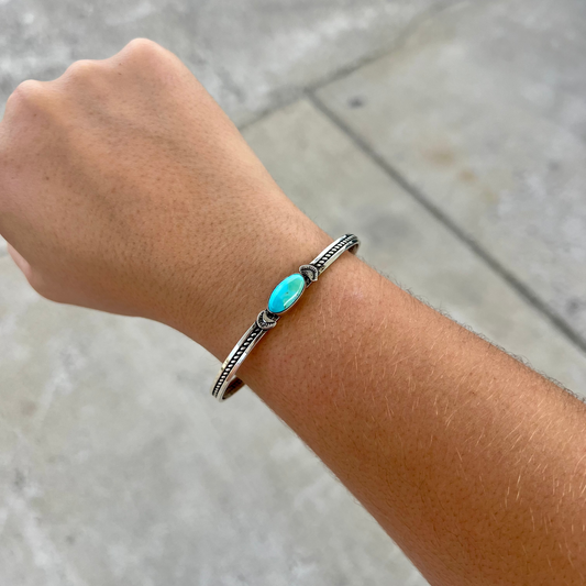 Genuine Kingman Turquoise Oval Cuff