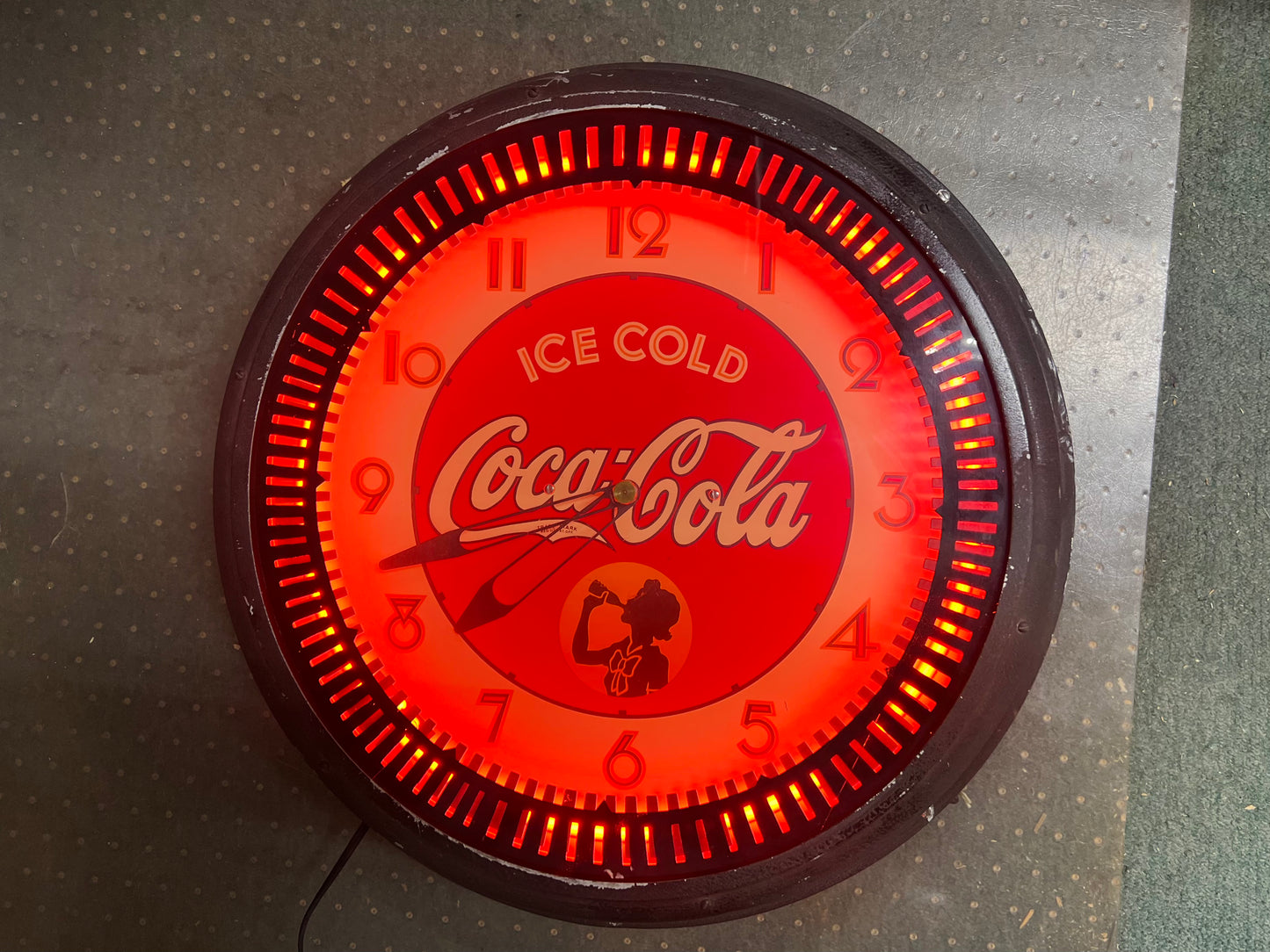 Neon Spinner Coca Cola Clock Authentic Dated 1938