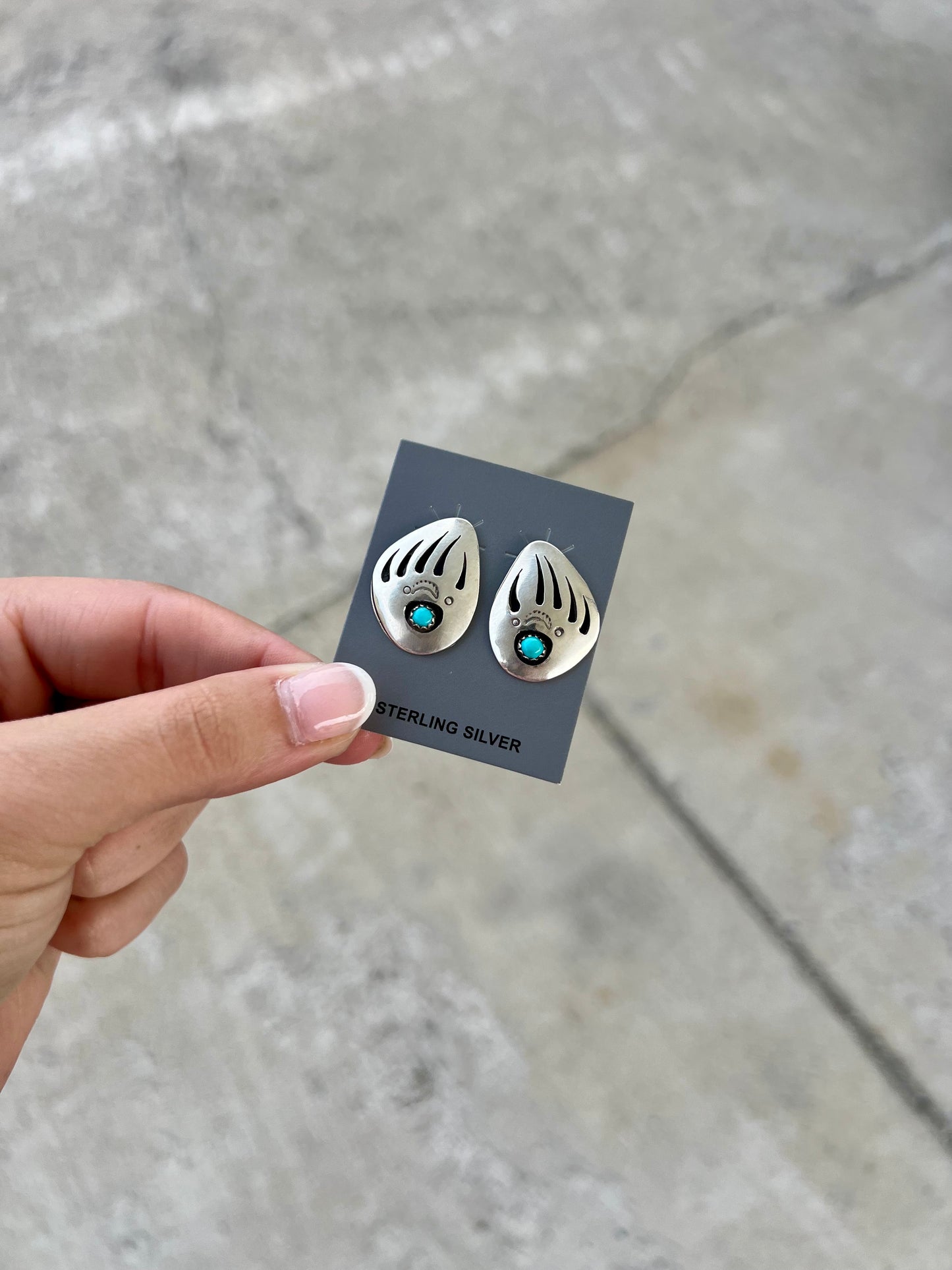 Genuine Turquoise Shadowbox Badger Paw Earrings